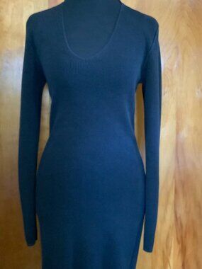 Vintage Wayne Rogers Long Heavy Black Dress (1300)